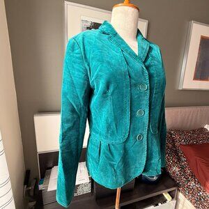 Talbots Emerald Green Corduroy Blazer Layering Spring Cotton US 4